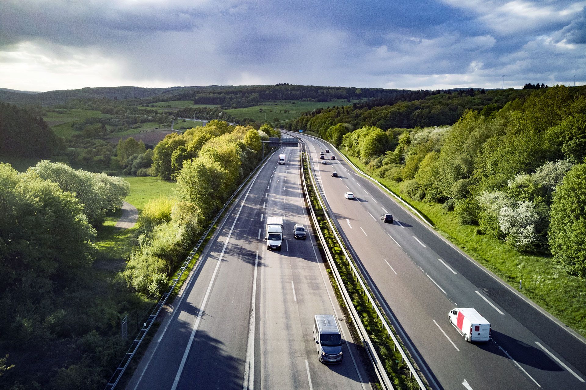 Highway with moving cars