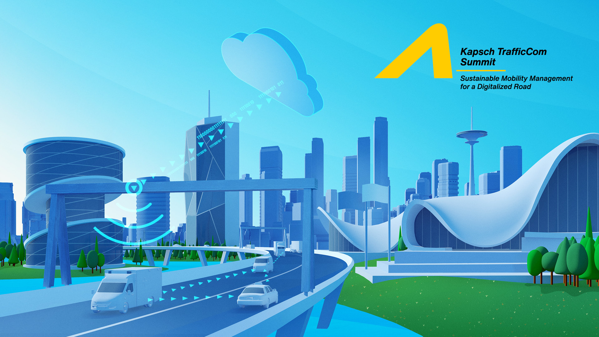 Stadtansicht mit Autos und Gebäuden im Vordergrund.